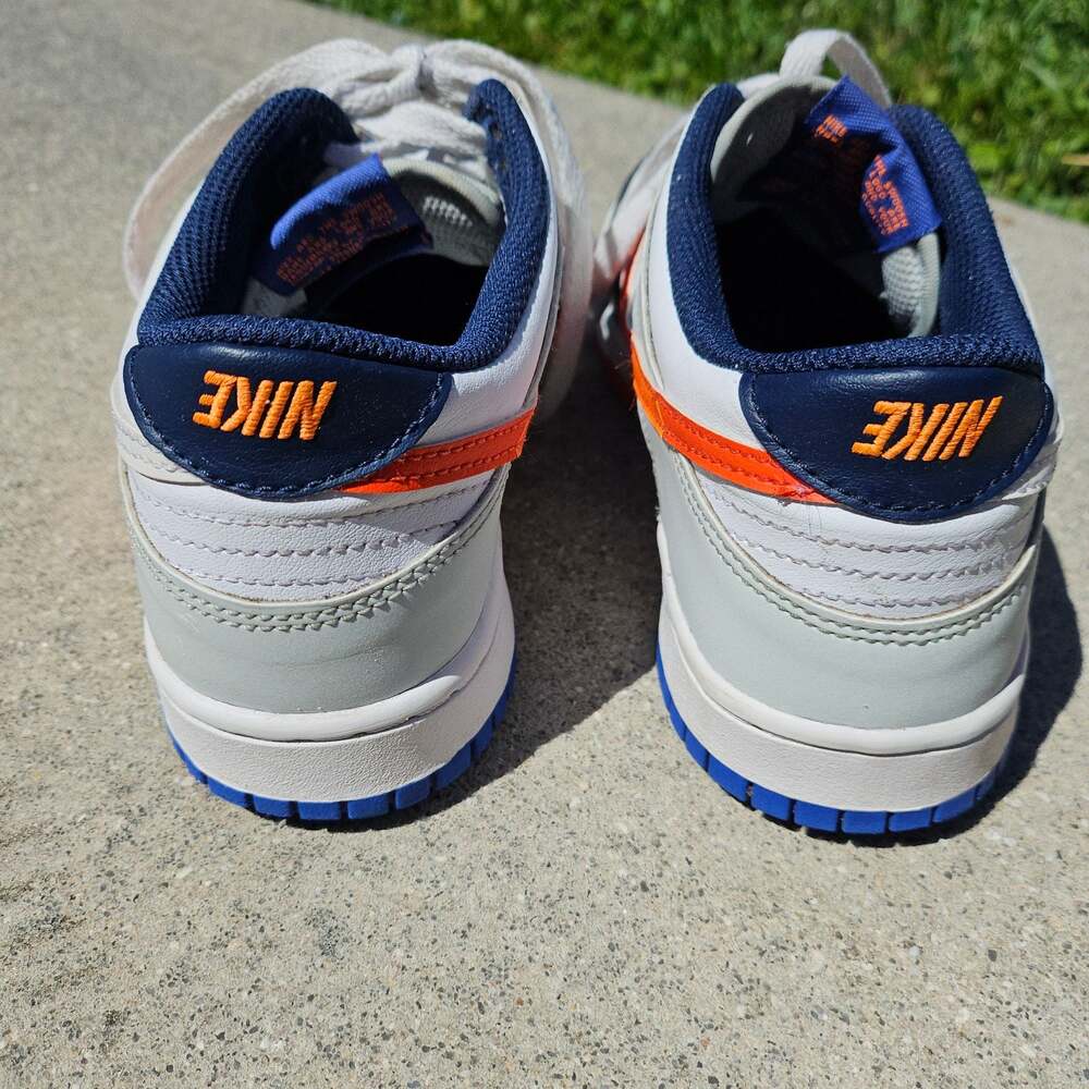 Nike Kids Sneakers White Navy Blue Orange - Picture 4 of 10